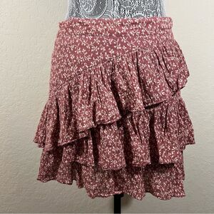 Ulla Johnson Ditsy Tiered Mini Skirt Mauve Floral Women’s Size 4